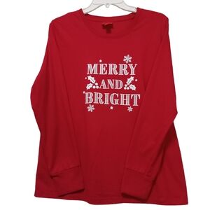 Women M top red T-shirt Long-sleeve Christmas